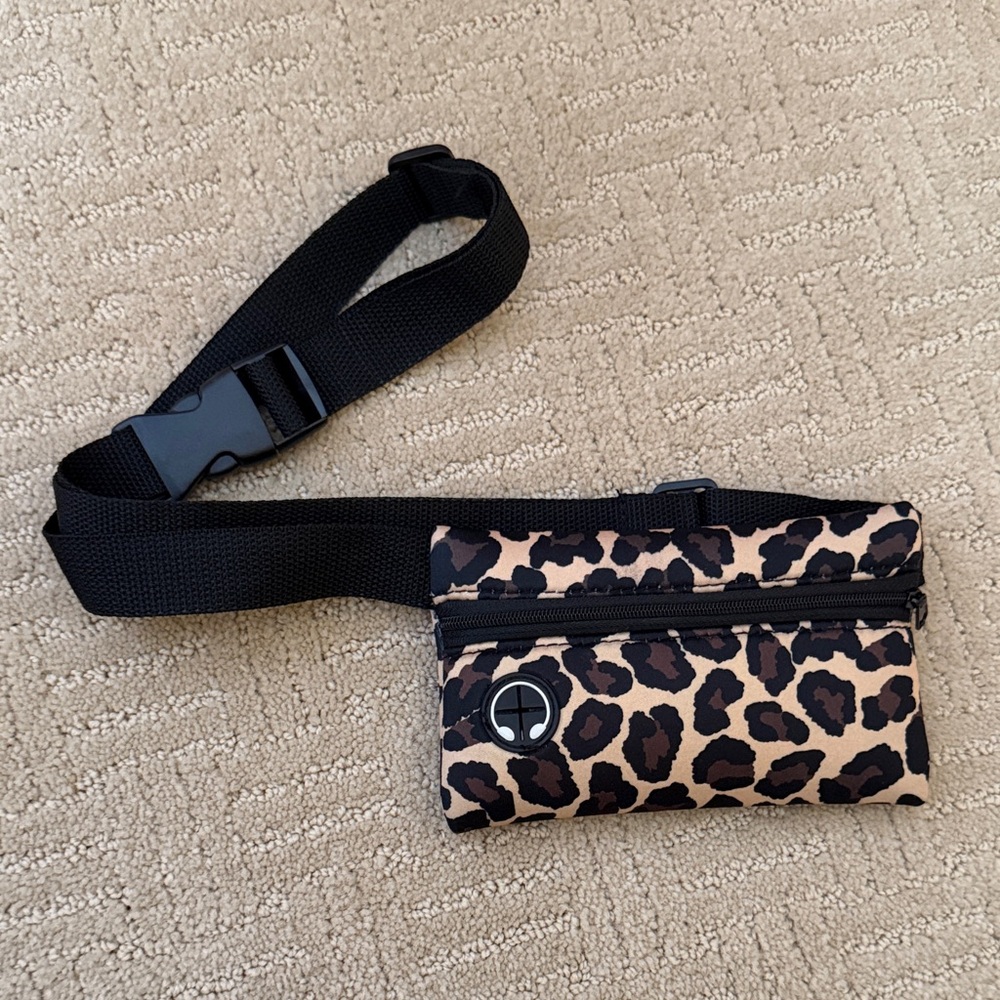 Leopard Print fanny pack Bag with Earbud Port